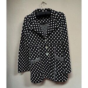 Andria Lieu Collection Womens Black White Polka Dot Blazer Jacket Small Ruffle